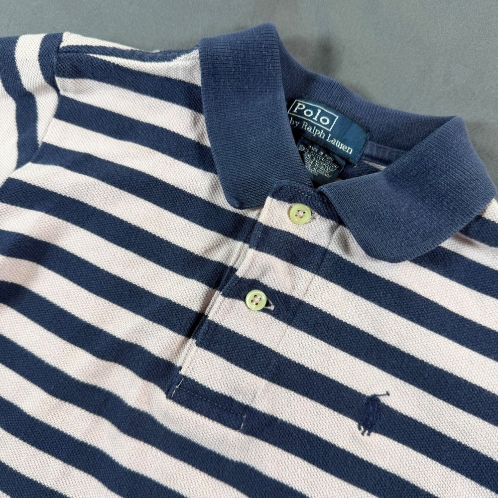 Polo Ralph Lauren Toddler Boys 3T Striped Pique Polo Shirt Navy Pink Cotton